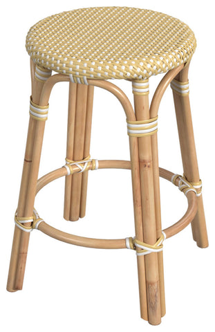 Tobias Rattan Counter Stool, Yellow