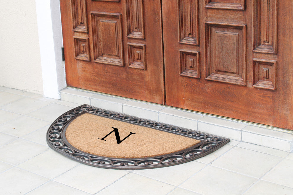 A1HC Natural Coir Monogrammed Door Mat For Front Door, 30"x48", N