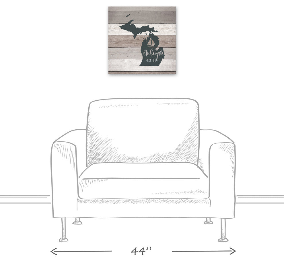 Michigan Established 16x16 Canvas Wall Art