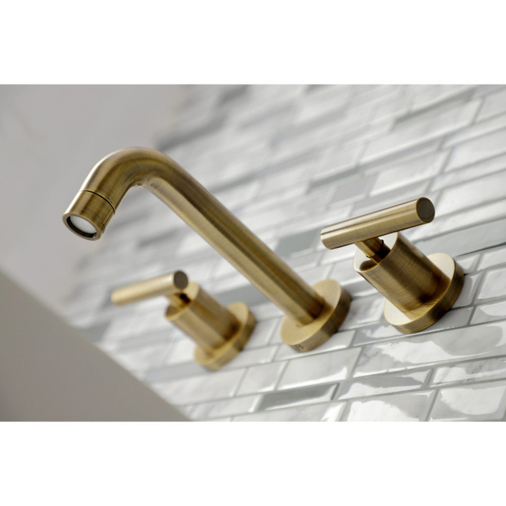 Kingston Brass KS8123CML 2-Handle 8" Wall Mount Bathroom Faucet, Antique Brass