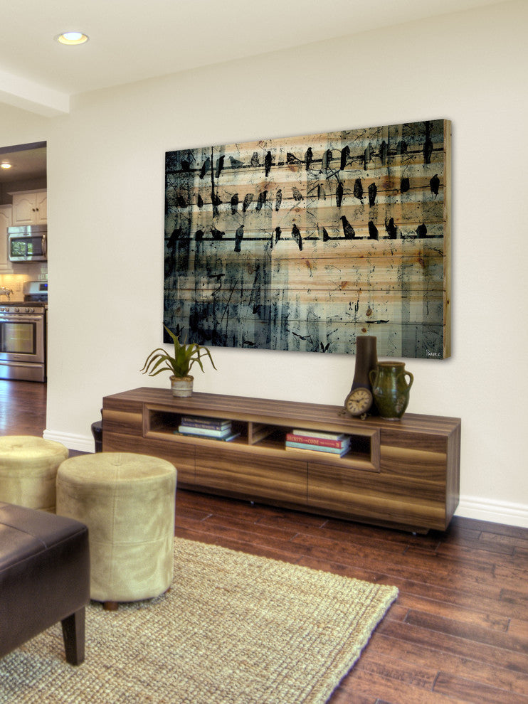 "On the Line" UV Ink Print on Natural Pine Wood, 60"x40"