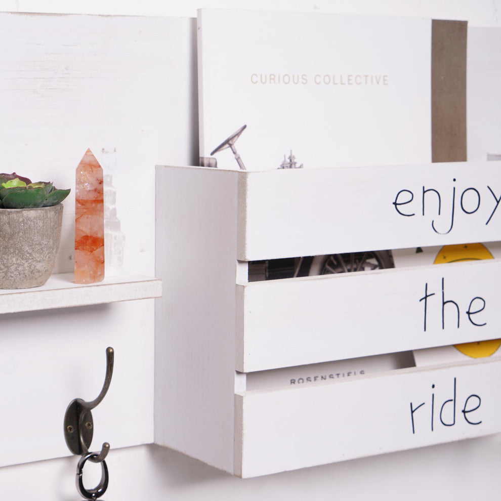 Addie Joy Wood Bike Decorative Mail Organizer and Storage Shelf - White
