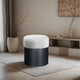Nimes Upholstered Ottoman, Cream, Velour Fur, Black Finish