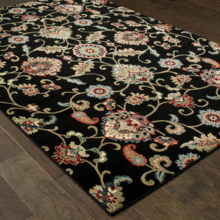 Karaman Borderless Traditional Black/ Multi Area Rug, 9'10"x12'10"