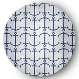Anchor Pattern Nautical & Coastal Chenille Area Rug, Nautical Navy, 5' Round