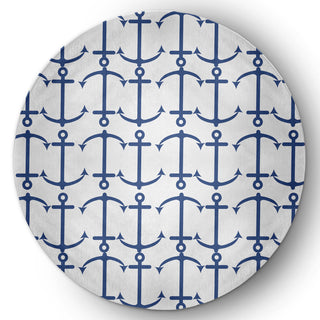 Anchor Pattern Nautical & Coastal Chenille Area Rug, Nautical Navy, 5' Round