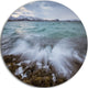 Waves Splashing Rocks In Norway, Seascape Disc Metal Wall Art, 36"