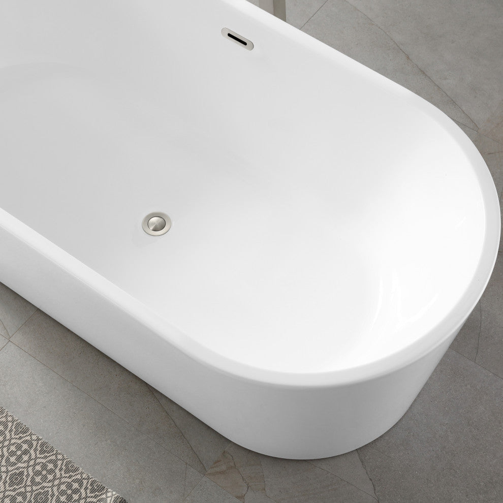 OVE Decors Lyra 67" Seamless White Acrylic Freestanding Oval Bathtub