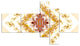 Yellow Rhombus Fractal Design, Abstract Wall Art Canvas, 60"x32", 5 panels