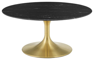 Lippa 36" Artificial Marble Coffee Table, Gold Black