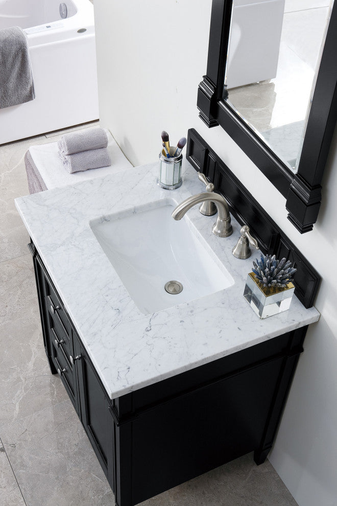 Brittany 30" Single Vanity, Black Onyx, Carrara Marble