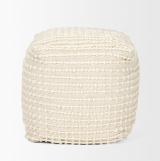Sakaye Beige With Cream Stitched Patterned Pouf