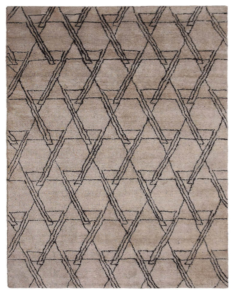 HAND KNOTTED LOOM SILK ECO-FRIENDLY RUG-8'x10',Rectangle,Beige Brown,Contemporar