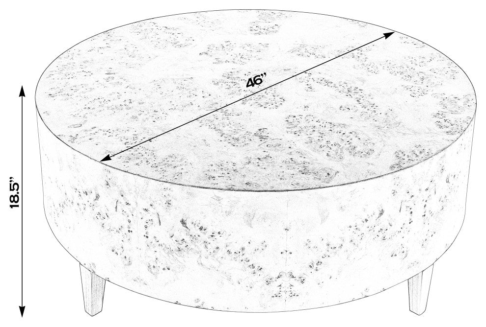 Billie Round Burl Coffee Table, Light Burl