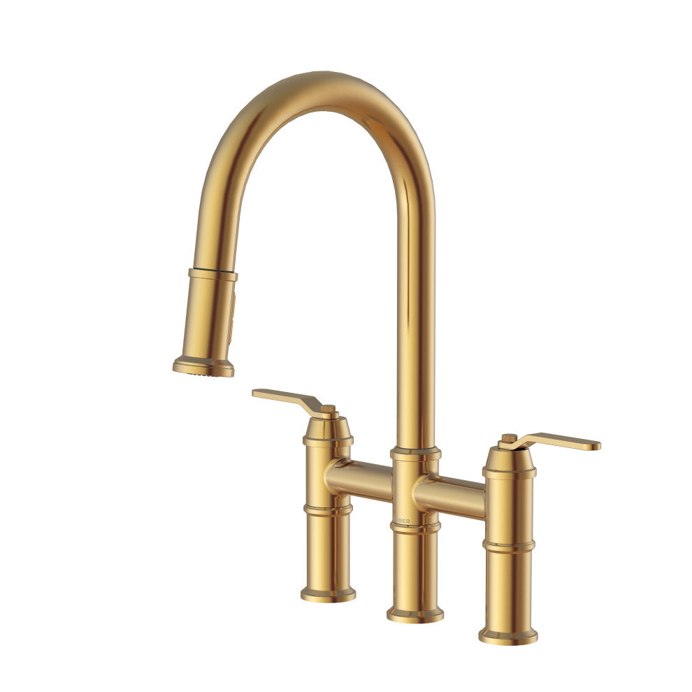 Kinzie Two Handle Pull-Down Bridge, Brushed Bronze