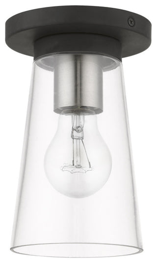 Cityview 1 Light Black With Brushed Nickel Accents Small Flush Mount