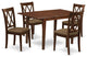 5Pc Dining Set, Rectangle Table, Butterfly Leaf, Mahogany Finish