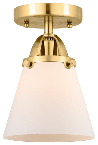 Small Cone Semi-Flush Mount, Satin Gold, Matte White, Matte White