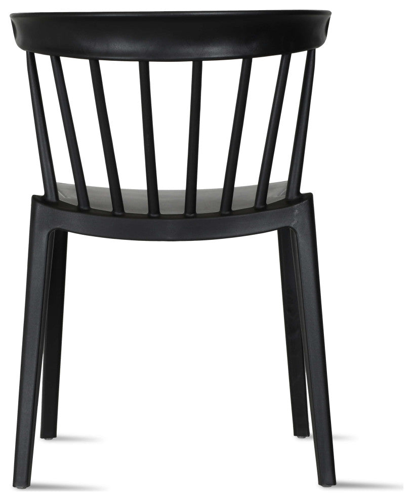 Set of 2 Dining Side Chairs, Plastic Indoor/Outdoor Stackable Patio Chair, Black