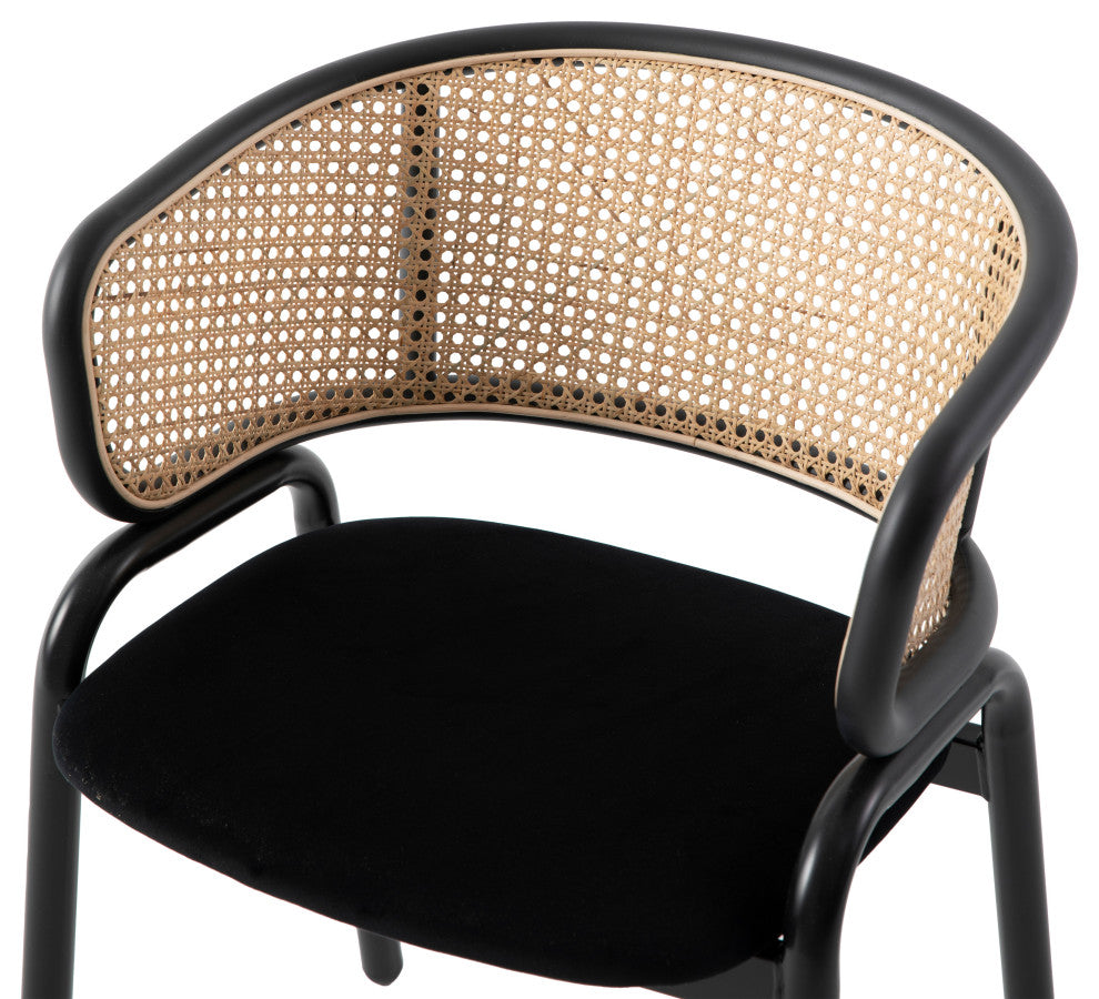 LeisureMod Ervilla Modern Dining Chair With Stainless Steel Legs, Black