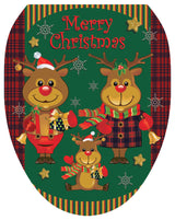 Reindeer Family Toilet Tattoos Seat Cover, Vinyl Lid Decal, Christmas Bathroom, Elongated