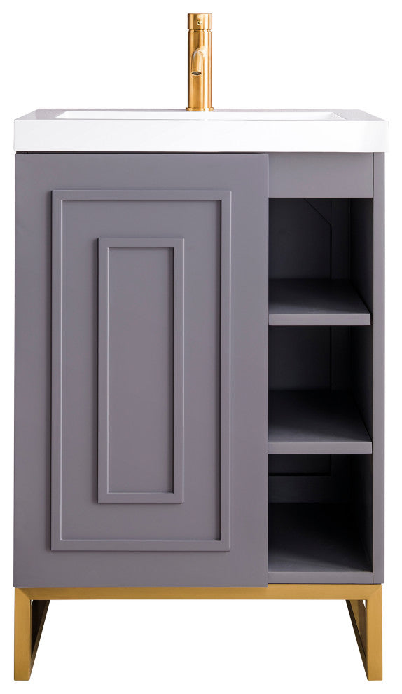 Alicante 24" Grey Smoke Vanity, Gold