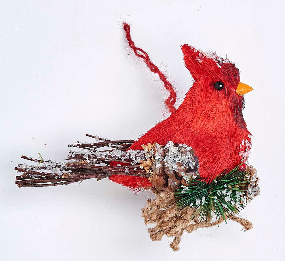 Cardinal Ornament With Pine Needle