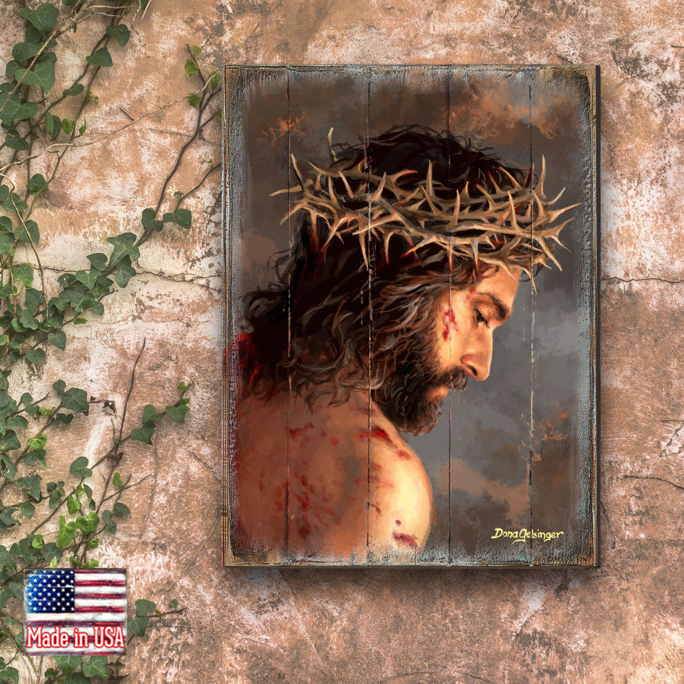 Solemn Night Jesus Wooden Wall Art, Medium 18x12