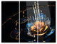 "Orange Blue Flower With Water Drops" Digital Metal Wall Art, 3 Panels, 36"x28"