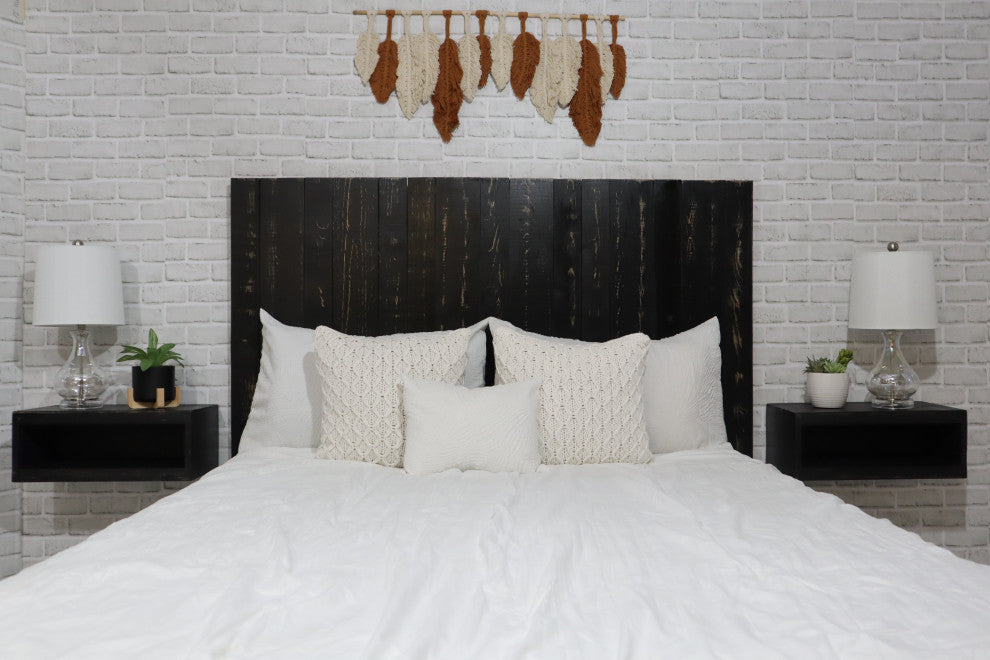Handcrafted Headboard, Leaner Style, Black, Twin