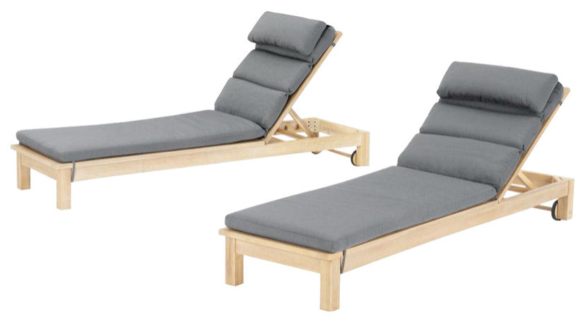 Kooper Sunbrella Outdoor Patio Chaise Lounges, Charcoal Gray
