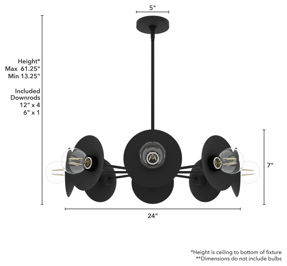 Fernando Flat Matte Black 8 Light Chandelier