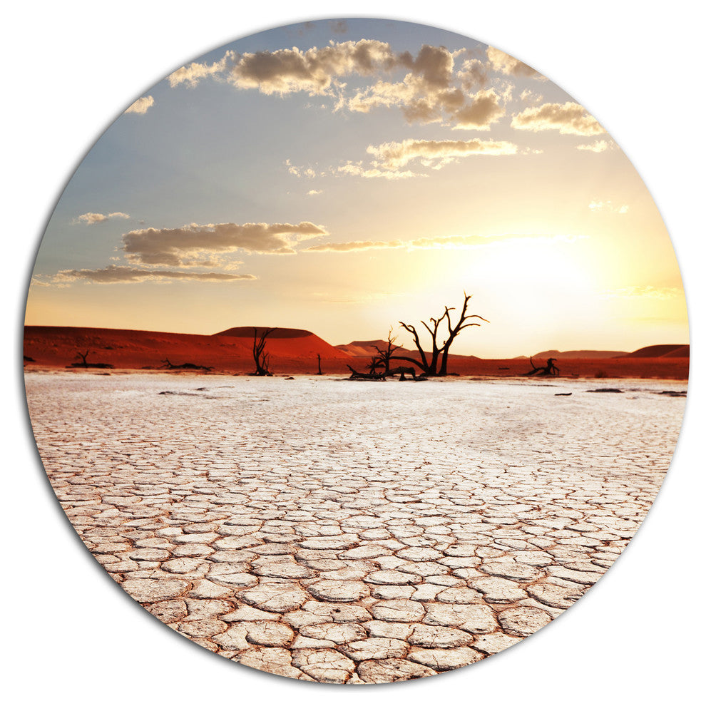 Namib Desert With Cracked Land, Landscape Disc Metal Wall Art, 11"