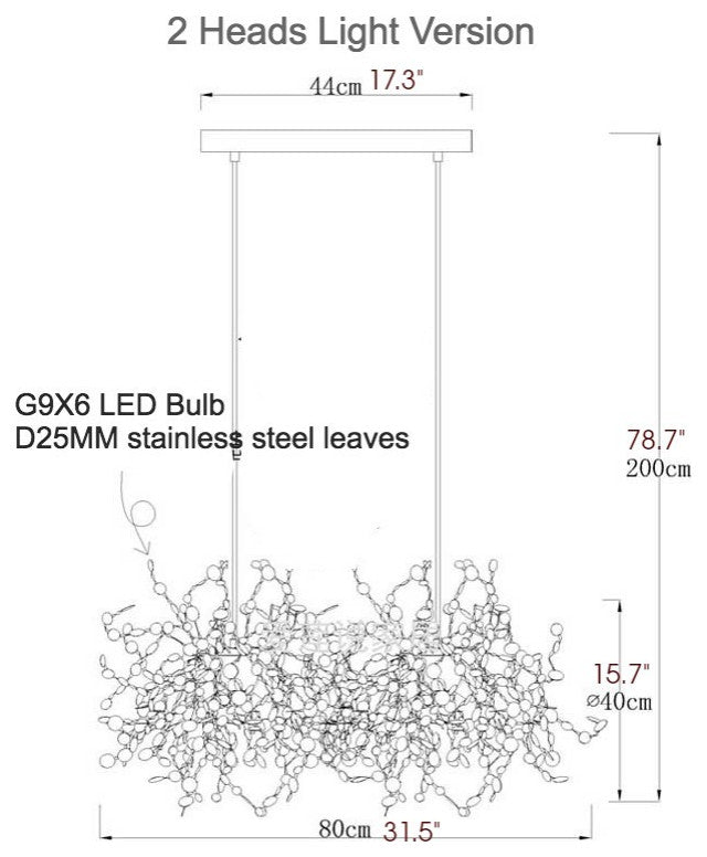 MIRODEMIÂ® Villeneuve-d'Entraunes | Nordic Chandelier in a Modern Style, Chrome, 2 Heads, Cool Light