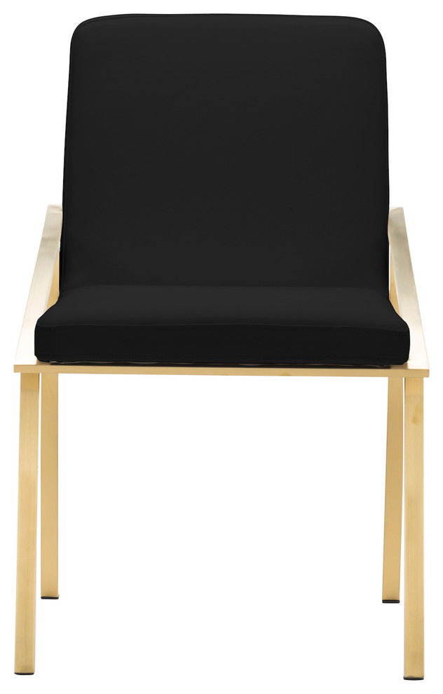 Nika Dining Chair, Seat: Black, Base: Brushed Gold