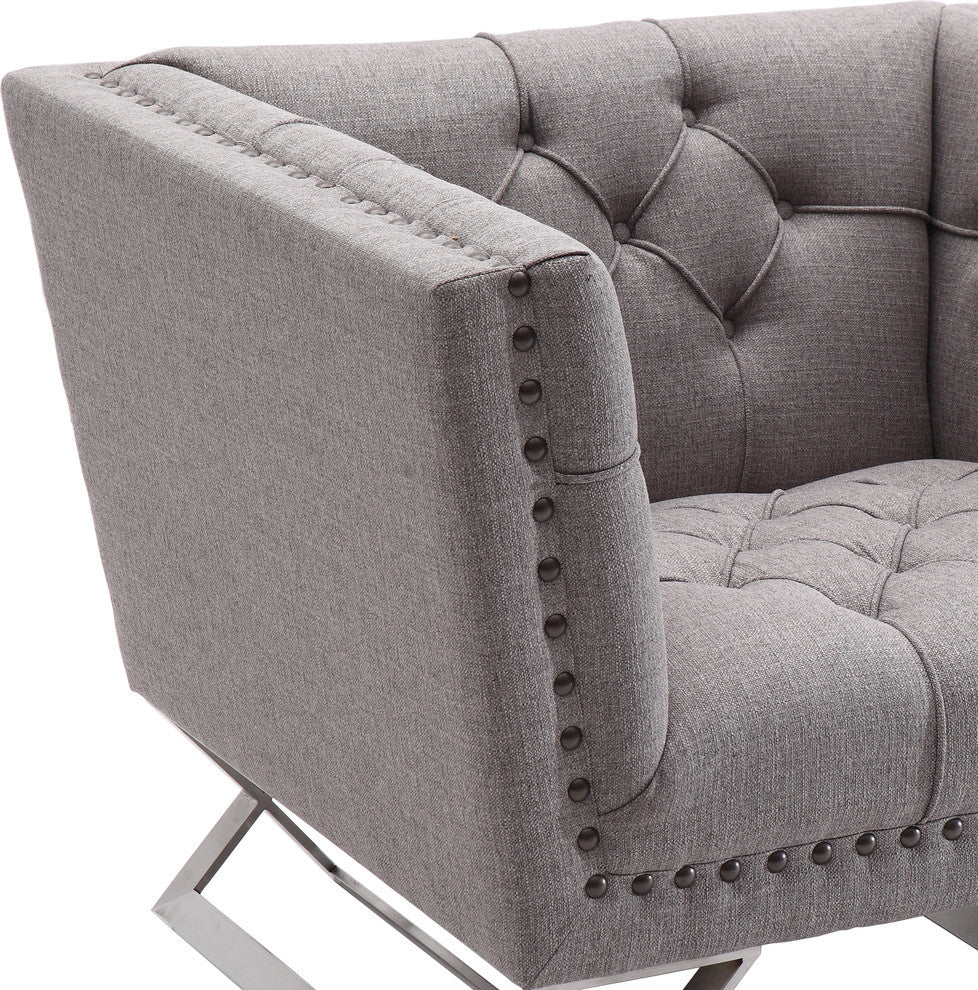 Odyssey Sofa Chair In Brushed Stainless Steel Finish