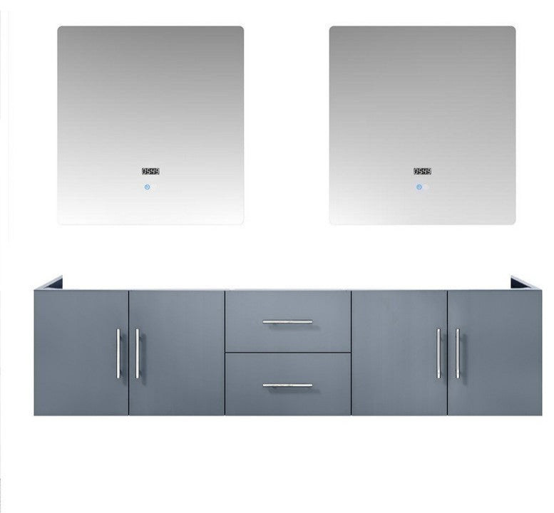 Geneva Transitional Dark Grey 72" Double Vanity with 30" Led Mirror, no Top