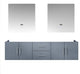 Geneva Transitional Dark Grey 72" Double Vanity with 30" Led Mirror, no Top