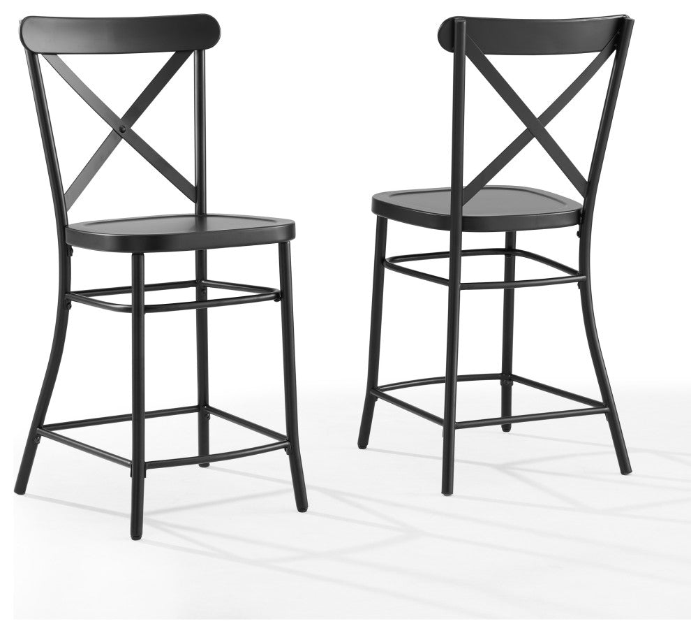 Camille 2-Piece Counter Stool Set, Matte Black 2 Stools