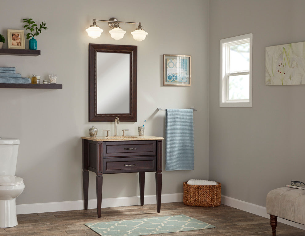 Lavagna 3 Light Schoolhouse Wall Sconce, Brushed Nickel, Milk Glass