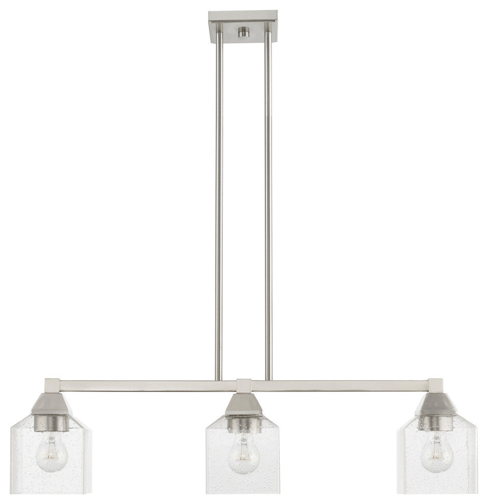 Aragon 3 Light Brushed Nickel Linear Chandelier