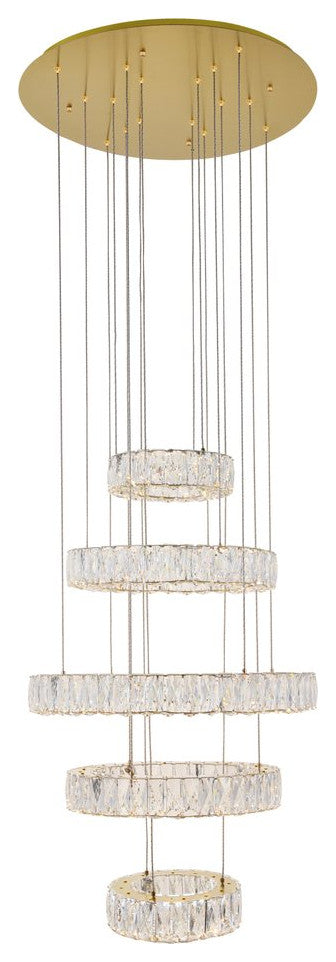 Mali Integrated LED Chip Light Gold Chandelier Clear Royal Cut Crystal