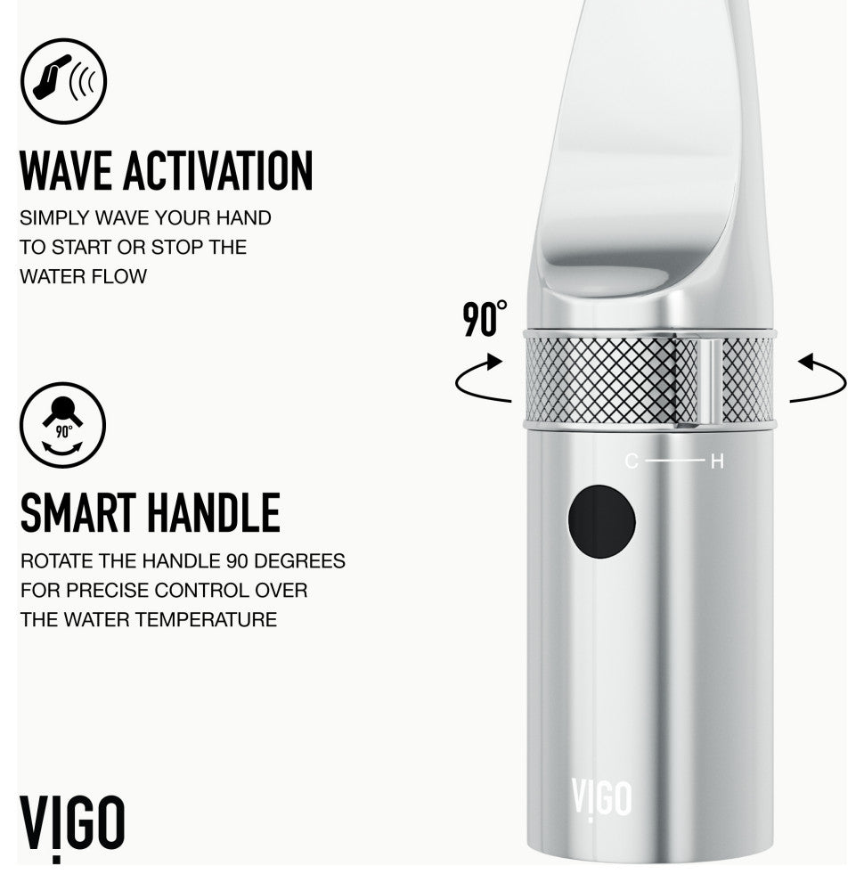 VIGO Jewel 15" H Touchless Pull-Out Sprayer Kitchen Faucet, Chrome