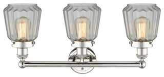 Edison Chatham 3-Light 25" Vanity Light, Polished Nickel With Matte White Shade