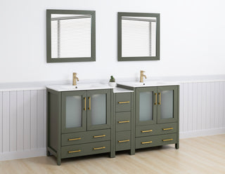 Vanity Art Freestanding Bathroom Vanity Set with Ceramic Top & Mirror