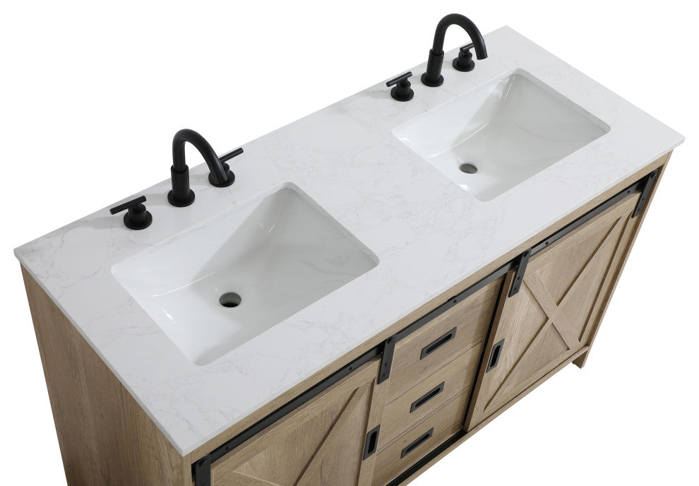 Home Living 54" Double Bathroom Vanity, Natural Oak