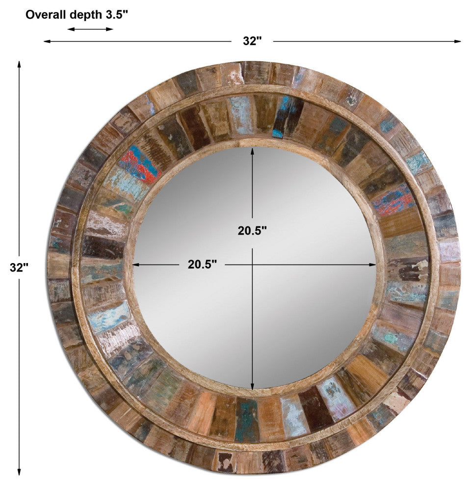 Uttermost Jeremiah Round Wood Mirror