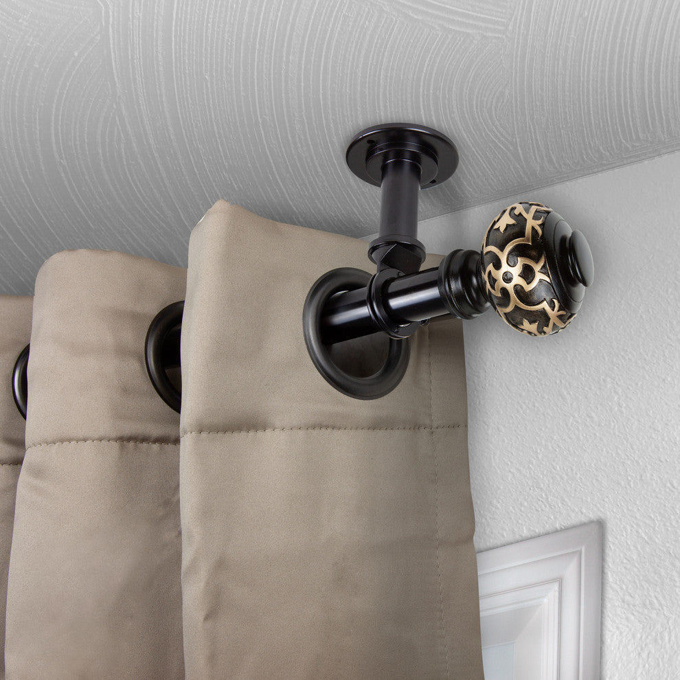 Kubrik Ceiling 1" Curtain Rod/Room Divider, Black, 48-84"