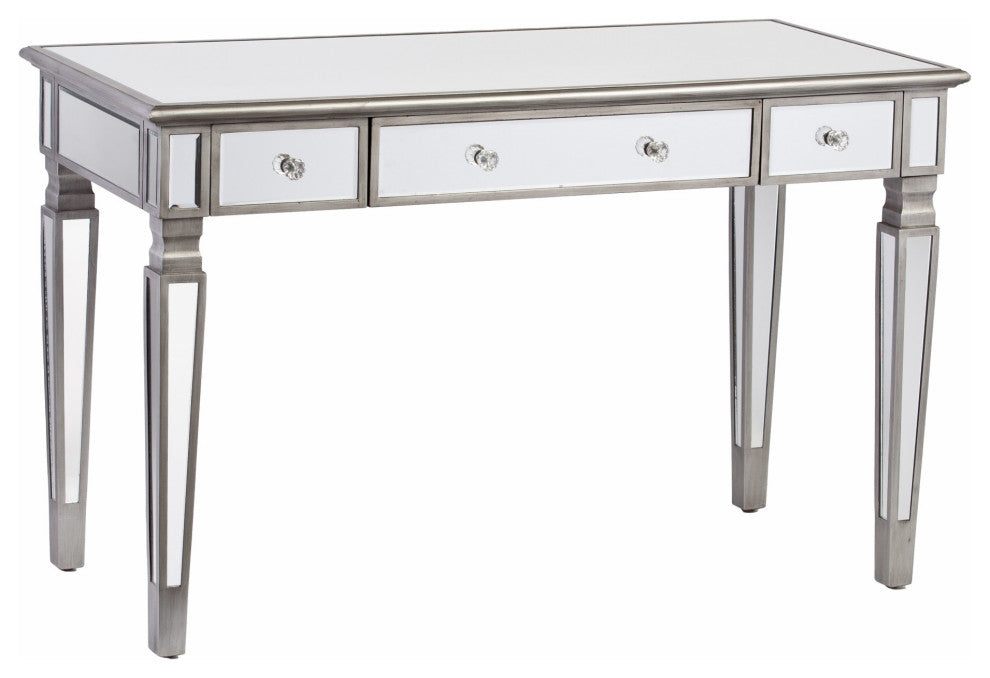 Silver Matte Mirrored Writing Desk