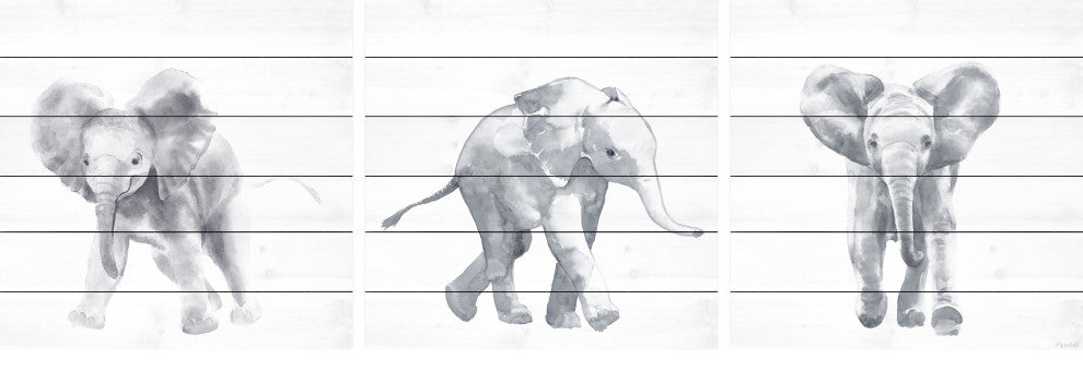 Baby Elephant Walk Triptych, 3-Piece Set, 40x40 Panels
